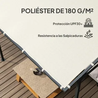 Pérgola de pared 2.4x2.4m con techo inclinado