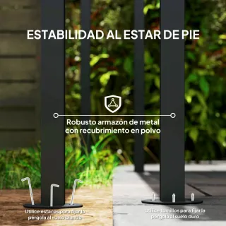 Pérgola de pared 2.4x2.4m con techo inclinado