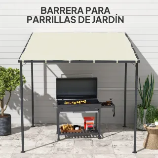 Pérgola de pared 2.4x2.4m con techo inclinado