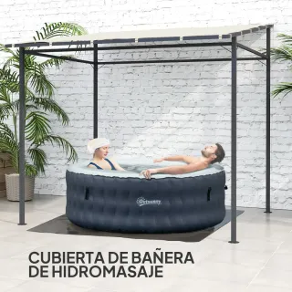 Pérgola de pared 2.4x2.4m con techo inclinado