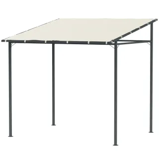 Pérgola de pared 2.4x2.4m con techo inclinado