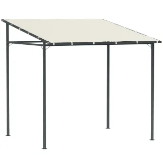 Pérgola de pared 2.4x2.4m con techo inclinado