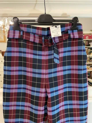 Pantalón cuadros tiro alto XL