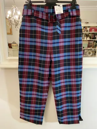 Pantalón cuadros tiro alto XL