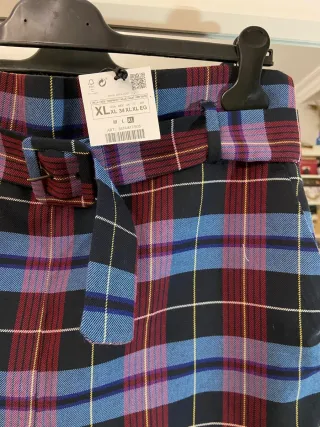 Pantalón cuadros tiro alto XL