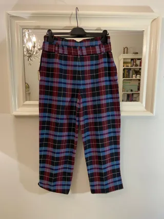 Pantalón cuadros tiro alto XL