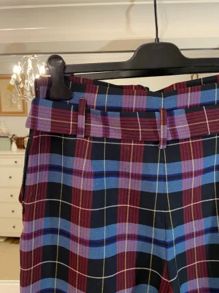 Pantalón cuadros tiro alto XL