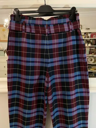Pantalón cuadros tiro alto XL
