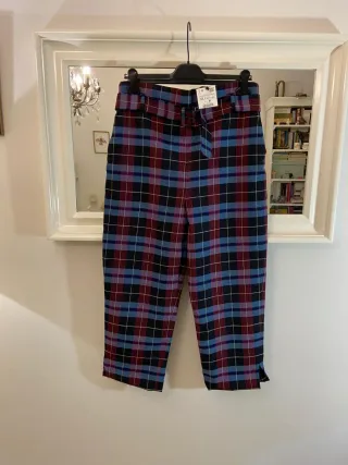 Pantalón cuadros tiro alto XL