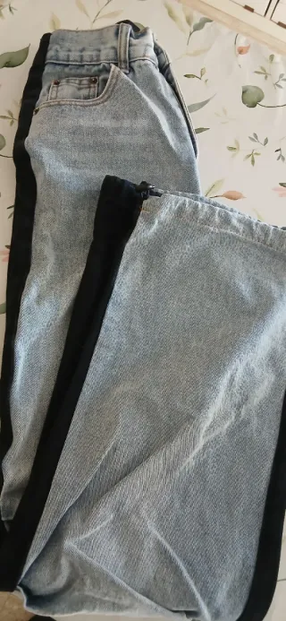 Pantalón vaquero mujer bicolor