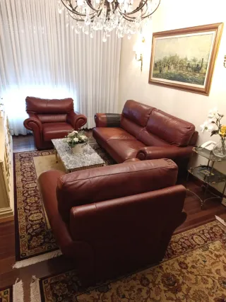 Sofá de Piel Marrón Calidad Superior