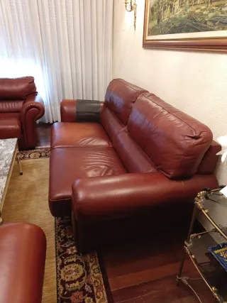 Sofá de Piel Marrón Calidad Superior