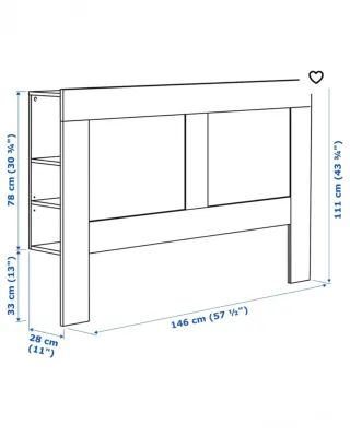Cabecero negro cama 135 cm con almacenaje