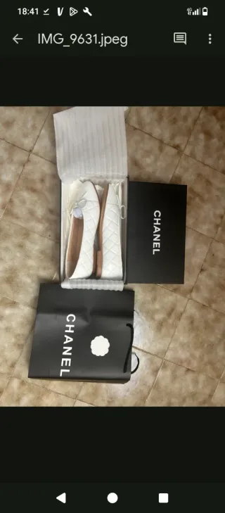 Sandalia Chanel Bailarinas Blancas Mujer