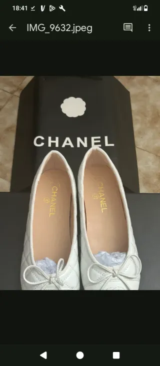 Sandalia Chanel Bailarinas Blancas Mujer