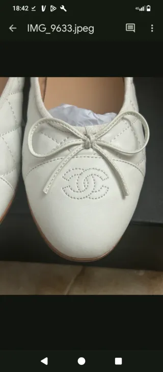 Sandalia Chanel Bailarinas Blancas Mujer