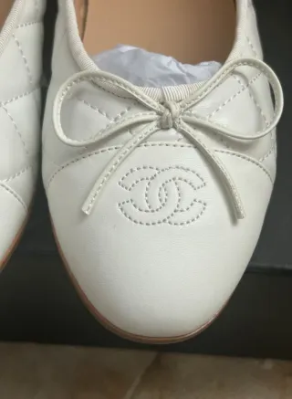Sandalia Chanel Bailarinas Blancas Mujer