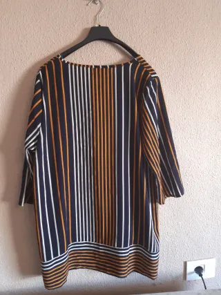 Blusa ANNA VITO rayas azul y naranja Talla SG