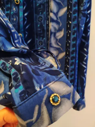 Camicia donna fantasia blu L