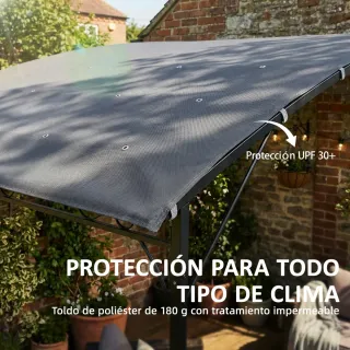 Pérgola de pared 2,8x3,8m con techo inclinado