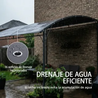 Pérgola de pared 2,8x3,8m con techo inclinado