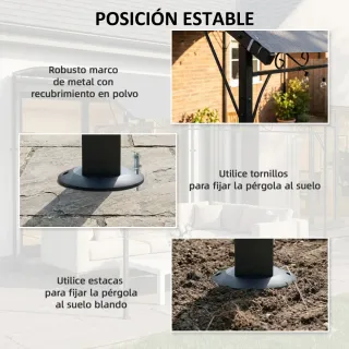 Pérgola de pared 2,8x3,8m con techo inclinado