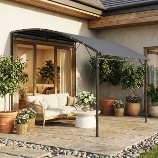 Pérgola de pared 2,8x3,8m con techo inclinado