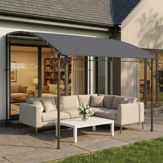 Pérgola de pared 2,8x3,8m con techo inclinado