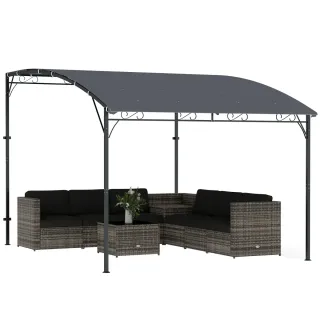 Pérgola de pared 2,8x3,8m con techo inclinado
