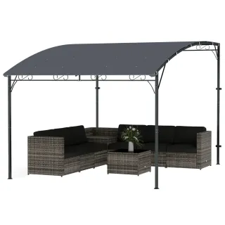 Pérgola de pared 2,8x3,8m con techo inclinado