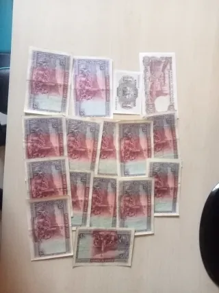 Billetes antiguos españoles 25 y 100 pesetas