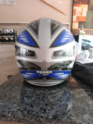 Casco Integral Shark Plata y Azul