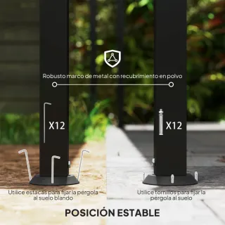 Pérgola de Pared 3x6m Techo Inclinado