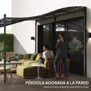 Pérgola de Pared 3x6m Techo Inclinado