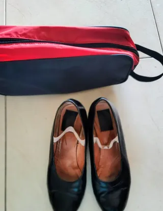 Zapatos de baile tacón, piel auténtica negro T41