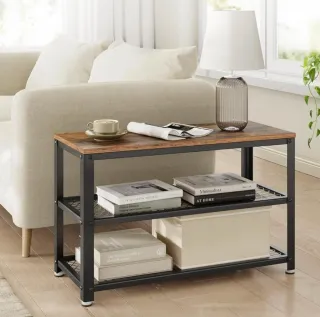 Zapatero banco - estantería en Roble y Negro