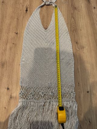 Top Mango plateado con flecos XS