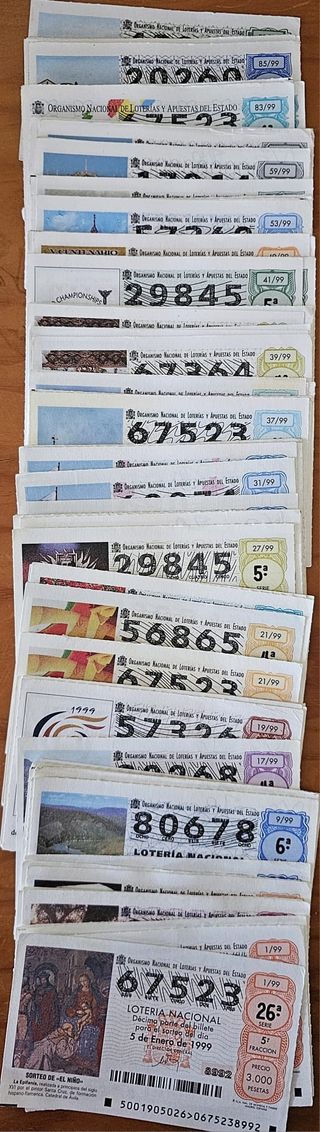 Lotería Nacional Billetes Varios 1999