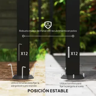 Pérgola de pared 3x6m con techo inclinado