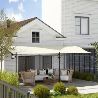 Pérgola de pared 3x6m con techo inclinado