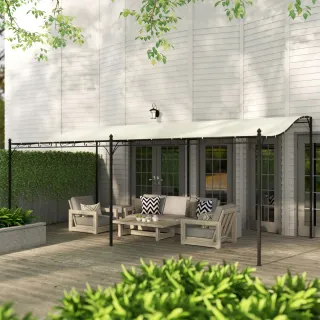 Pérgola de pared 3x6m con techo inclinado