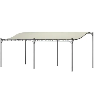 Pérgola de pared 3x6m con techo inclinado