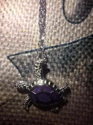 Collar tortuga morada y plateada