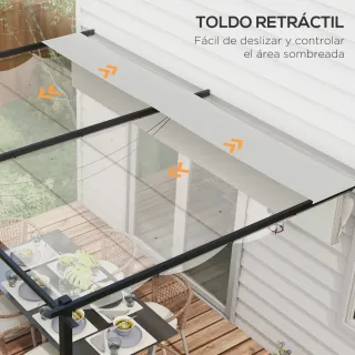 Pérgola Exterior Retráctil Beige y Negra
