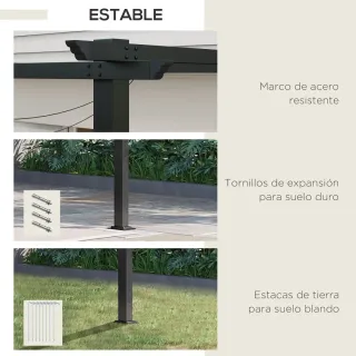 Pérgola Exterior Retráctil Beige y Negra