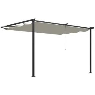 Pérgola Exterior Retráctil Beige y Negra