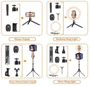 Aro de luz LED 12" con trípode y mando Bluetooth