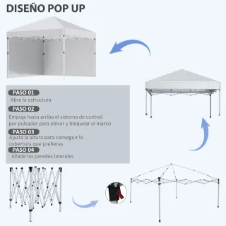 Carpa Plegable 3x3m con 2 Paredes