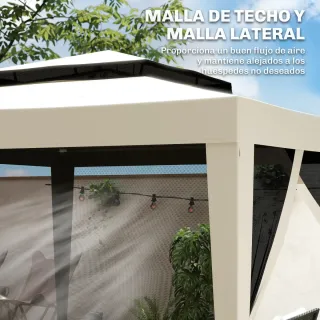 Carpa Jardín 3x3m Cenador Gazebo Mosquitera