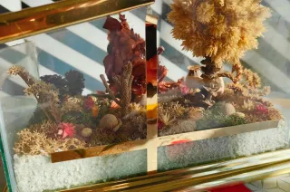 Adorno casita terrario plástico y metal